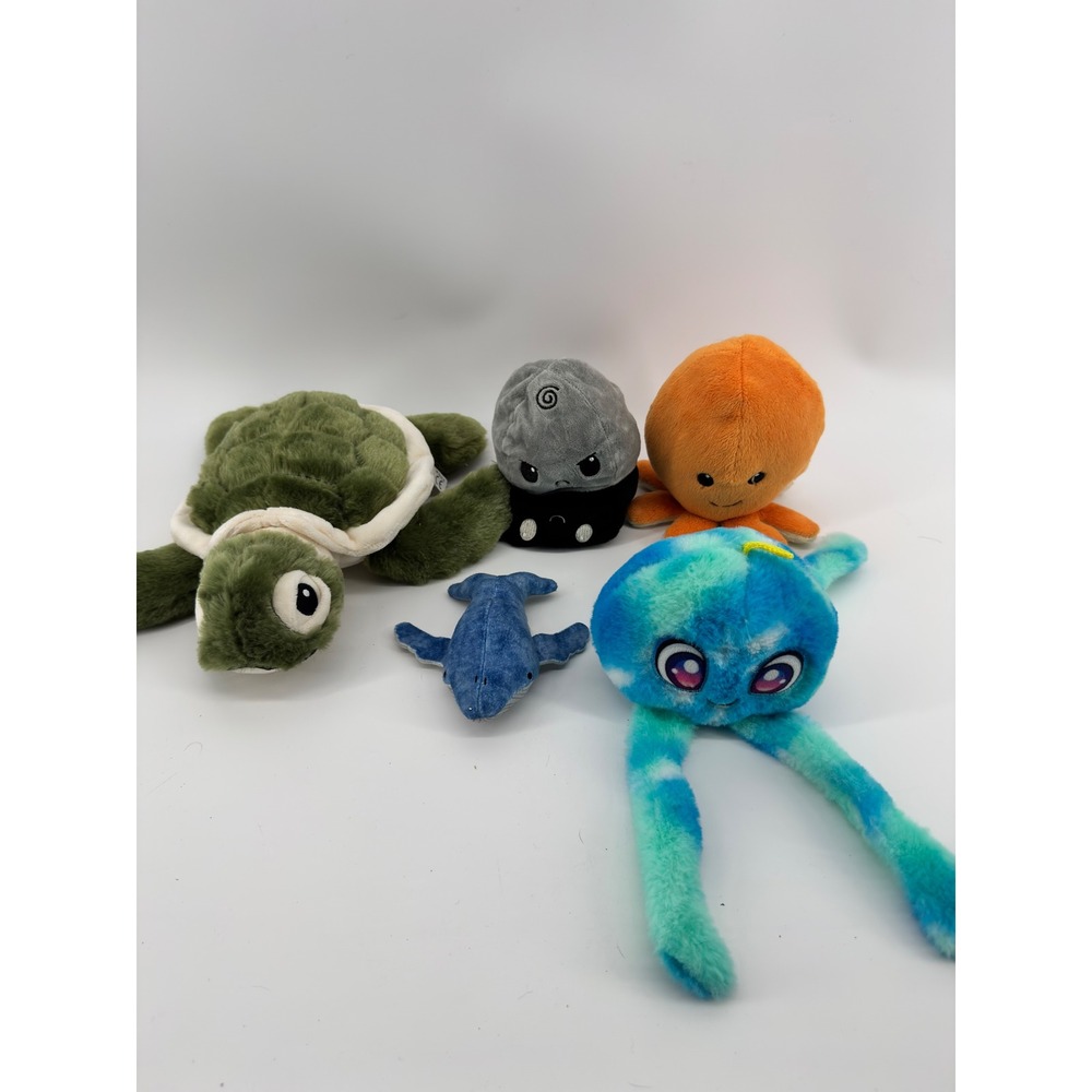 Mixed Sea Creature Plush Lot National Geographic Whale TeeTurtle Reversible Mood